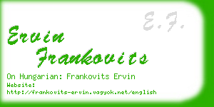 ervin frankovits business card